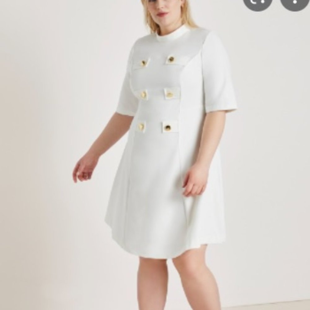 Mock Neck Military Dress with Sleeves